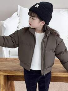 Dazy Kids Girls Solid Color Jacket, Young Girl Fall Clothes - Grey - View 4