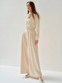 Enchnt Damen Einfarbige Lässig Alltagshosen - Grau - Übersicht 6