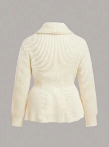 Flirla 大码女式纯色简约日常休闲时尚荷叶边领开衫