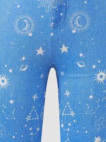 SHEIN Modne spodnie dzwony z elastyczną lamówką dla nastolatek, casualowe - Niebieski - Zobacz 4