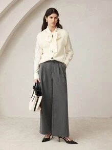 BizChic 女式休闲宽松阔腿裤，带口袋，复古街头时尚裤 - 深灰色 - 查看 5