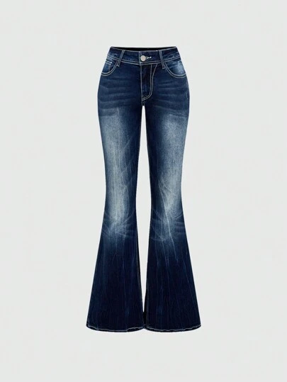 パンツ y2k archive race-up flare jeans gimmick Sassy Love Arrow Y2K Washed Flared Jeans | eyeellike