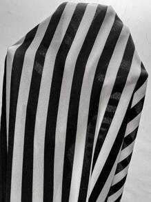 Zolique Vestido camisero de manga larga con botones en negro y blanco a rayas, para otoño, para maestras, de vuelta al trabajo, elegante vestido largo para mujer - Blanco y Negro - Ver 5