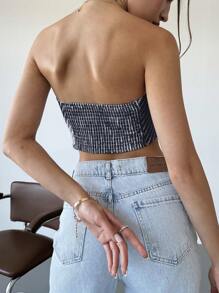 SHEIN EZwear Top tipo bufanda a rayas color azul claro