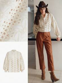 MOTF STUDIO SOLID SCHIFFY LANTERN SLEEVE SHIRT - White - View 10