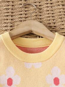 Suéter de punto casual con estampado floral para niña joven, otoño/invierno - Amarillo - Ver 4