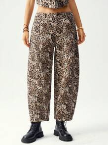 Bohemela Leisure Woven Low-Waist Women Leopard Print Harem Pants - Multicolor - View 5