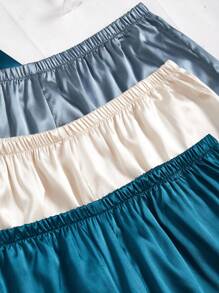 Set de 6 piezas de pijama de talla grande con camiseta sin mangas y shorts de unicolor de seda sintética, para vacaciones