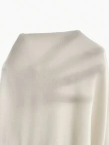 Chiquease Đầm dự tiệc tay dài thanh lịch hở vai không đối xứng, eo nhún cho nữ, Đầm thường ngày màu trơn - Màu be - Xem 8