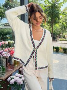 EURMUSE Moher Yarn Fall Winter Cardigan - Apricot - View 3