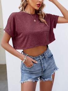 SHEIN LUNE Damen-t-shirt Mit Rundhalsausschnitt Und Kurzen Ärmeln