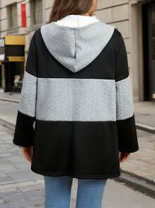 Plus Size Textured Fabric Splicing Thickened Warm Casual Jacket, For Winter Fall Cloth For Women Autumn - Multicolor - View 2