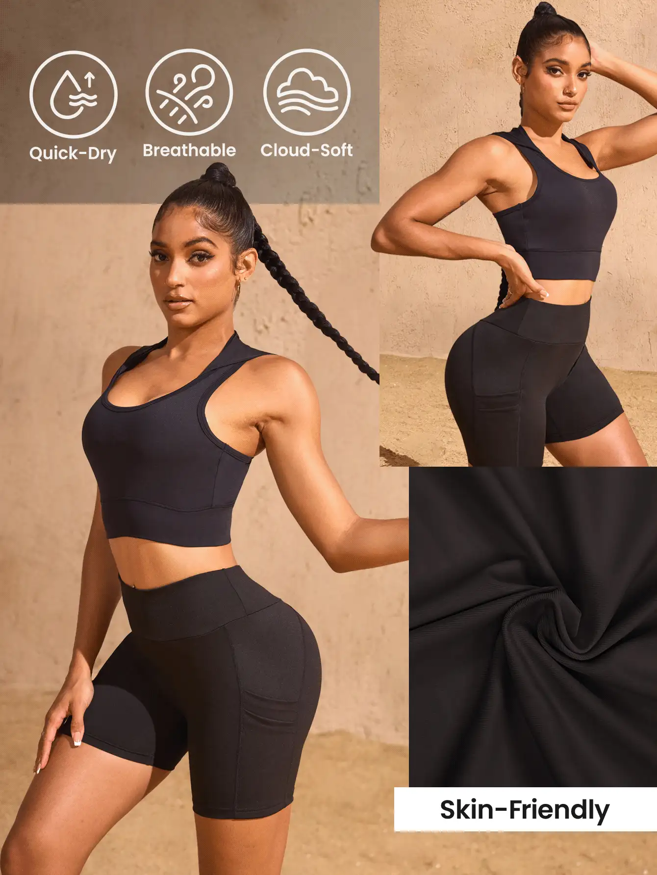 Easithlete 夏季纯色连帽运动文胸背心