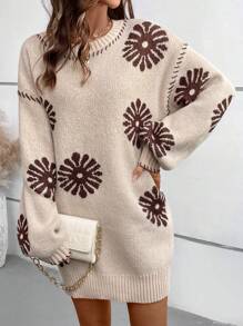 SHEIN LUNE New Handmade Unique Knitted Loose Casual Dress - Multicolor - View 1