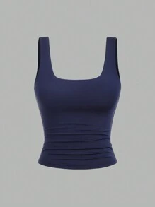 Sweetra Áo thun nữ cổ vuông ôm sát nhún bèo họa tiết mùa hè - Nhiều màu - Xem 3