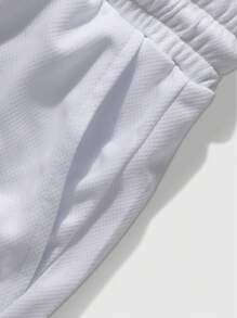 Manfinity EMRG Letter & Cross Print Drawstring Summer Double Layer Shorts - White - View 5