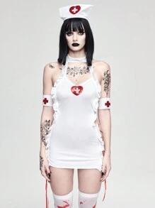 ROMWE Anime 万圣节角色扮演性感护士制服套装