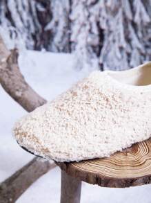 Dziecięce miękkie pluszowe kapcie na rzepy do noszenia w pomieszczeniach, odzież domowa i biurowa - Beżowy - Zobacz 6