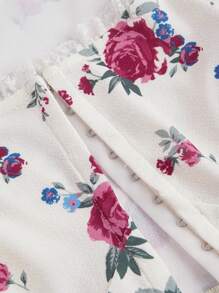 SHEIN MOD Plus Size Vintage Palace Asymmetric Hem Floral Print Tank Top - Multicolor - View 3