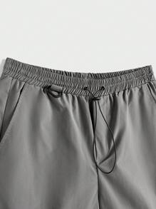 Manfinity VCAY Men's Loose Drawstring Waist Woven Shorts, Summer - Grey - View 6