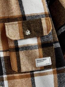 Manfinity BRENVOR 男士梭织格子休闲宽松长袖工作复古保暖夹克彩色大衣，适合朋友、丈夫、男朋友的礼物，适合秋冬