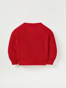 Cozy Pixies Baby Girl Casual Pullover Crew Neck Red Sweater - Red - View 2