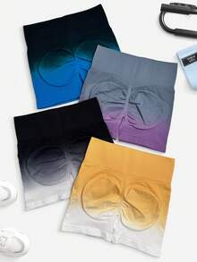 Seamluxe SHEIN Sport 女士渐变色印花高腰休闲运动短裤 - 彩色 - 查看 2