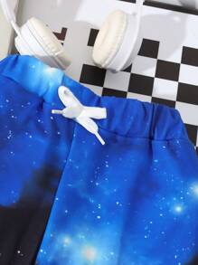 2 件套年轻男孩休闲运动学院街头时尚宇航员图案运动衫和裤子套装，适合日常穿着、上学、郊游、运动、春秋季节 - 彩色 - 查看 7