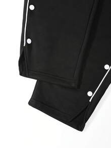 Manfinity LEGND Pantalones casuales con decoración de puntos de contraste para hombres - Blanco y Negro - Ver 7