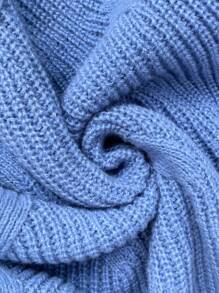 SHEIN LUNE New American Casual Style High Neck Pullover Knitted Bodycon Blue Sweater Dress