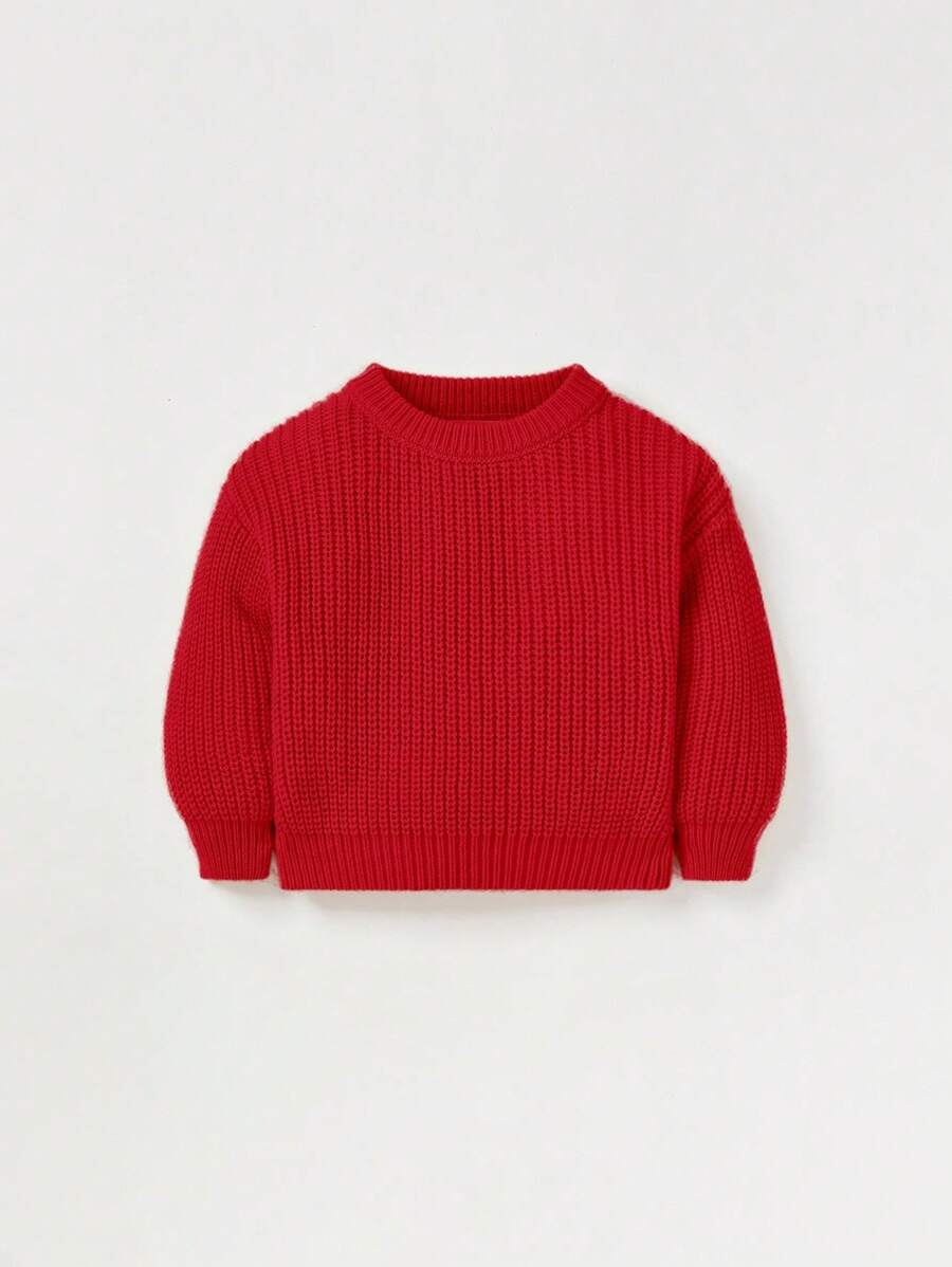 Cozy Pixies Baby Girl Casual Pullover Crew Neck Red Sweater - Red - View 1