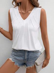 SHEIN LUNE Áo ba lỗ sọc thường ngày dành cho nữ - trắng - Xem 5