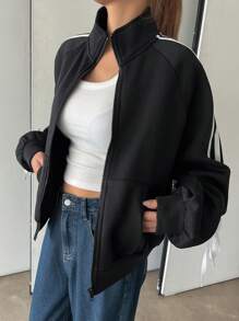 DAZY 蝴蝶结系带袖运动衫 运动衫 - 黑色 - 查看 6