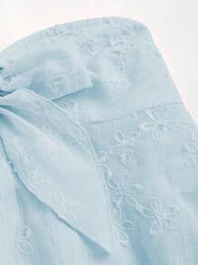 SHEIN Sweetro Y2K风格纹理面料扭结抹胸上衣 - 藍色 - 查看 5