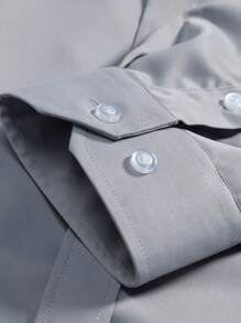 Manfinity Mode Camisa casual de vestir de manga larga de color liso para hombre, para primavera y verano, para el esposo, para el trabajo