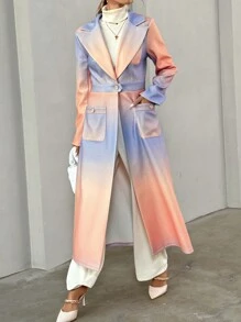 SHEIN Clasi 女士休闲扎染渐变色羊毛夹克（随机印花） - 彩色 - 查看 3