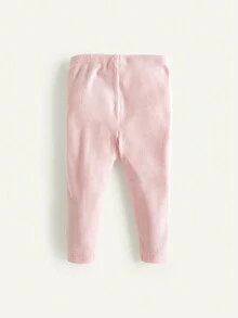 Cozy Pixies 女婴字母印花弹性腰部撞色打底裤 - 粉色 - 查看 2