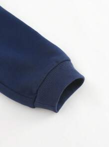 Cozy Pixies 2pcs/Set Boy's Letter Pattern Knit Soft Crew Neck Long Sleeve Sweatshirt And Elastic Waist Jogger Pants - Multicolor - View 8