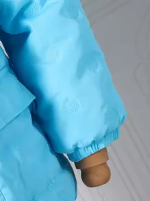 Tween Girl Hooded Padded Coat With Fuzzy Collar And Geometric Rubberized Patterns - Baby Blue - View 4