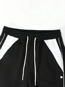 Manfinity LEGND Pantalones casuales con decoración de puntos de contraste para hombres - Blanco y Negro - Ver 5
