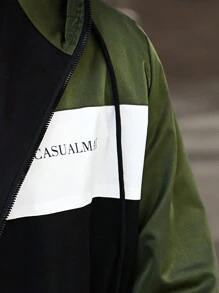 Manfinity Homme 男式加大码连帽字母印花撞色拉链夹克 - 彩色 - 查看 12