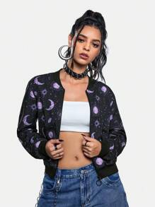 Ayrana Barboza Áo khoác bóng chày Halloween Dark Moons And Stars dành cho nữ, màu đen, áo khoác nữ, cho ngày lễ, kỳ nghỉ, đi chơi, lễ hội, phù hợp với Ibiza - màu đen - Xem 8