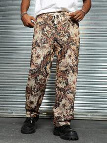 Manfinity Homme Quần tây Hawaii dáng rộng in hoa màu xanh cho nam - Nhiều màu - Xem 4