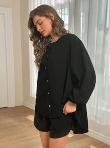 Forever 21 Women Linen Clothes Sets Women Outfits Fall Two Pieces Sets - Black - View 4