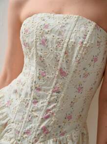 Enchnt Robe bandeau à imprimé floral pour femme