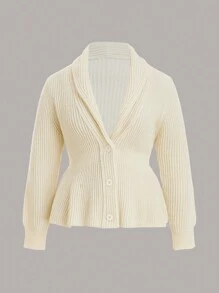 Flirla 大码女式纯色简约日常休闲时尚荷叶边领开衫