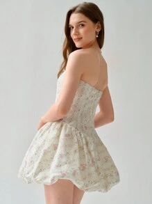 Enchnt Robe bandeau à imprimé floral pour femme