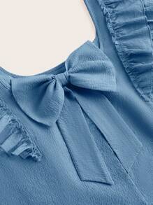 SHEIN Clasi Große Größen lässige, weite Bluse mit Schleife am Rücken, quadratischem Ausschnitt und Puffärmeln