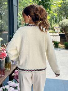 EURMUSE Moher Yarn Fall Winter Cardigan - Apricot - View 5