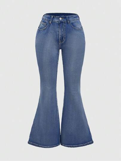 Grunge Punk Women's Plus Size Punk Style Skull Embroidered Fitted Flared Jeans